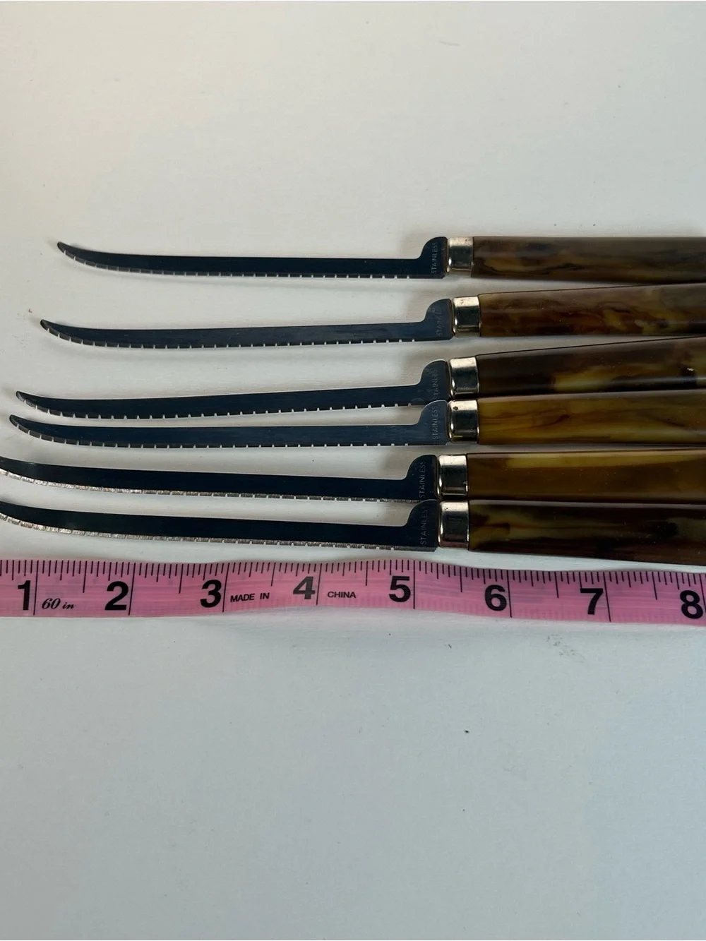 Bakelite Steak Knives Set of Six Regent Sheffield Butterscotch Handles Wood Case